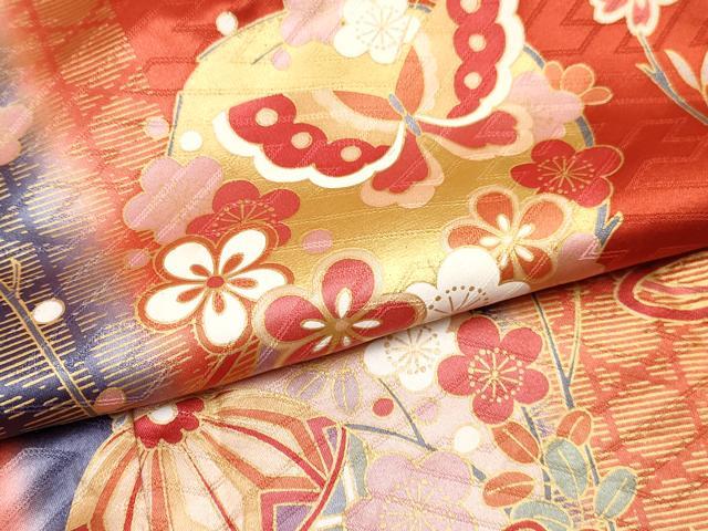 平和屋着物∵女の子 十三参り 子供 祝着 駒刺繍 花蝶鞠文 暈し染め 金彩 逸品 DABE7308ma