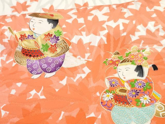 平和屋着物∵女の子 十三参り 子供 祝着 駒刺繍 唐子遊び 金彩 逸品 DABE7427ma