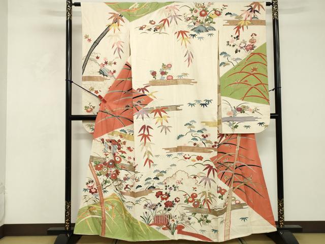 平和屋着物■豪華振袖 風景花文 松竹梅 金彩 大丸扱い 正絹 逸品 DABE7548cd