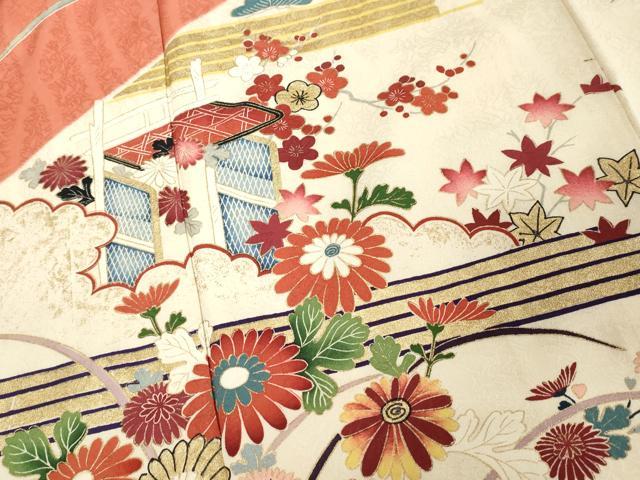 平和屋着物■豪華振袖 風景花文 松竹梅 金彩 大丸扱い 正絹 逸品 DABE7548cd