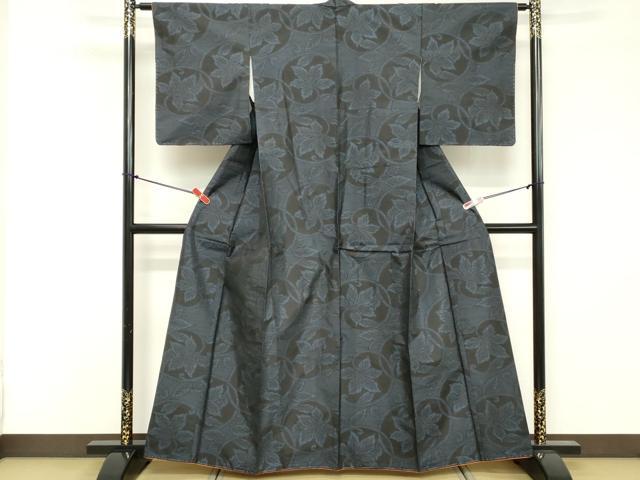 平和屋着物■本場大島紬 蔦の葉文 反端付き 正絹 逸品 未使用 DABE7556cd