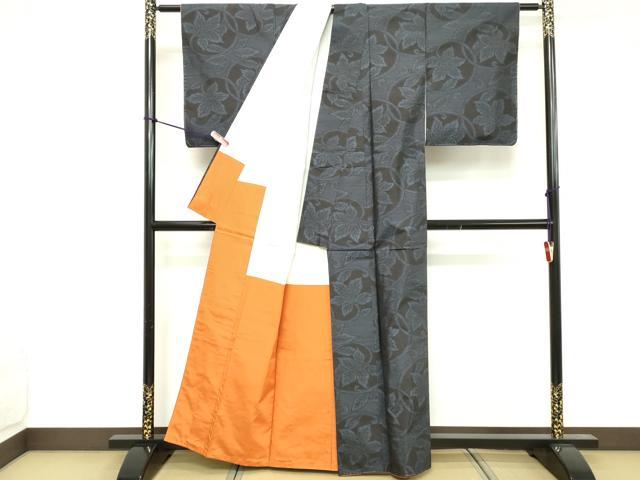 平和屋着物■本場大島紬 蔦の葉文 反端付き 正絹 逸品 未使用 DABE7556cd