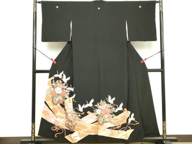 平和屋着物■豪華黒留袖 駒刺繍 花車文 金彩 正絹 逸品 DABE7705cd