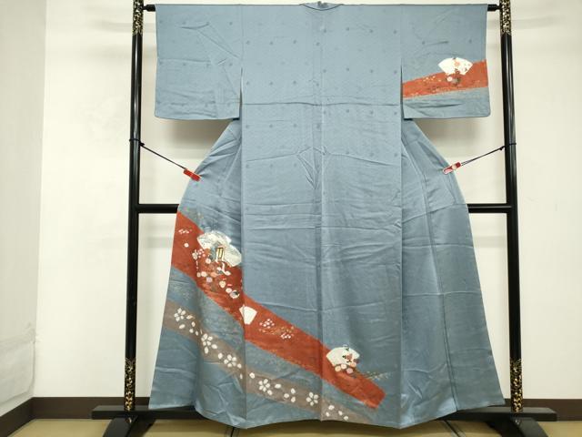 平和屋着物■訪問着 駒刺繍 絞り 地紙花文 金彩 正絹 逸品 DABE7750cd