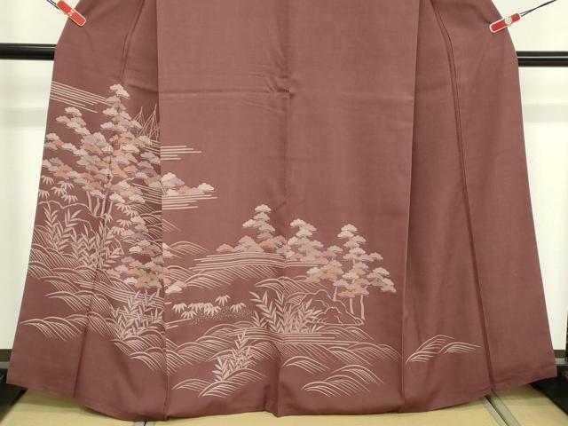 平和屋着物■訪問着 紬地 流水松文 正絹 逸品 DABE7895cd