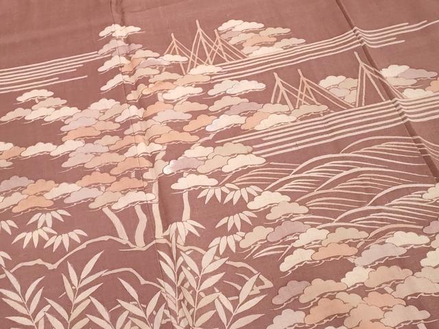 平和屋着物■訪問着 紬地 流水松文 正絹 逸品 DABE7895cd
