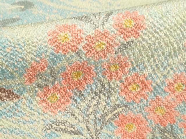 平和屋着物■訪問着 草花文 鬼しぼ縮緬 正絹 逸品 DABE7899cd