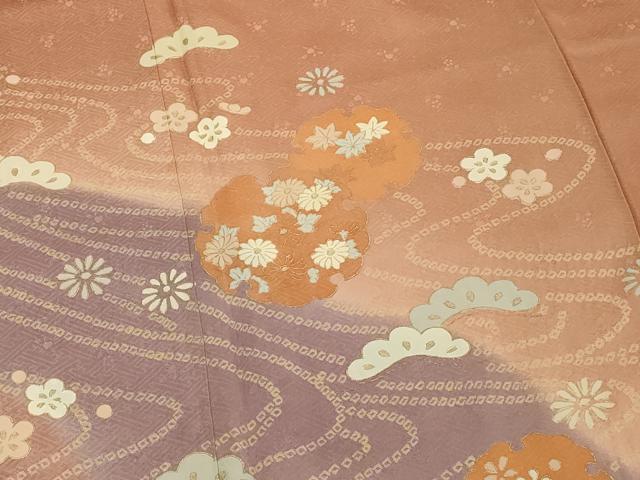 平和屋着物■訪問着 絞り 雪輪花文 暈し染め 金彩 正絹 逸品 DABE7965cd