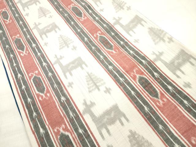 平和屋着物◎全通柄袋帯 紬地 動物花間道 正絹 逸品 DABE8014xg