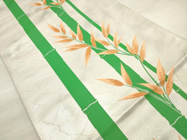 平和屋着物◎六通柄袋帯 笹竹文 金銀糸 正絹 逸品 DABE8052xg