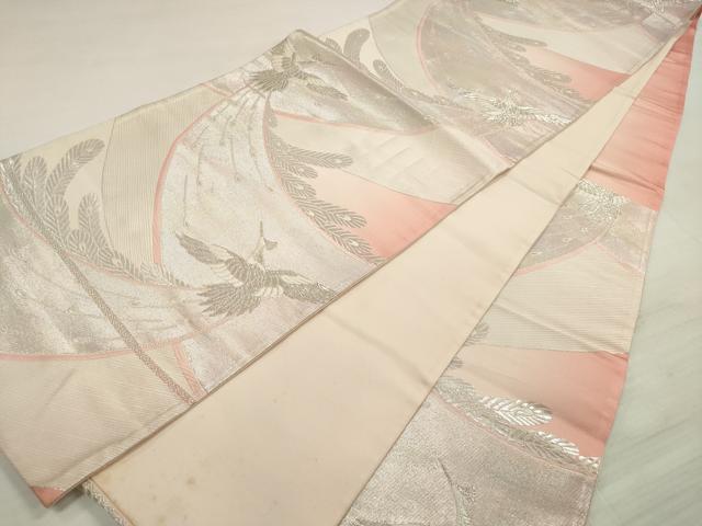 平和屋着物◎六通柄袋帯 唐織 鳳凰文 銀糸 正絹 逸品 DABE8063xg