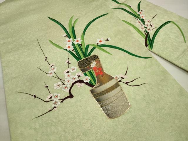 平和屋着物◎九寸名古屋帯 総刺繍 駒刺繍 草花文 金糸 正絹 逸品 DABE8087xg