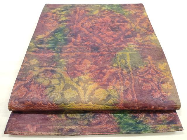 平和屋着物◎六通柄袋帯 更紗花文 正絹 逸品 DABE8099xg