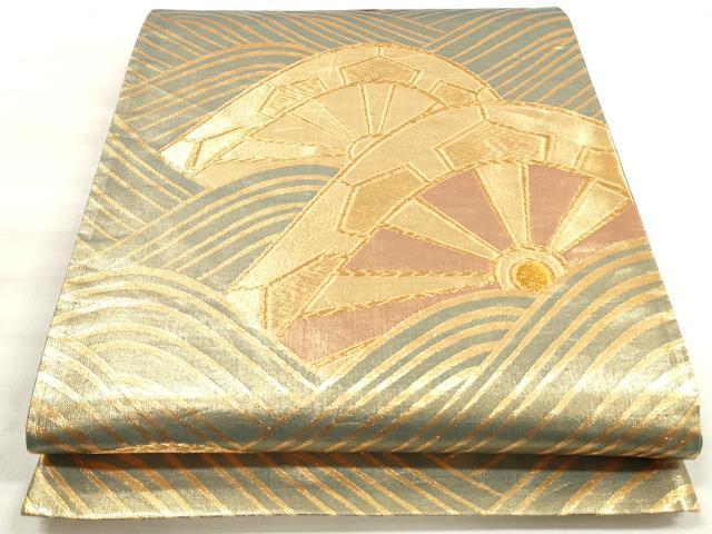 平和屋着物◎六通柄袋帯 立波片輪車文 金糸 正絹 逸品 DABE8118xg