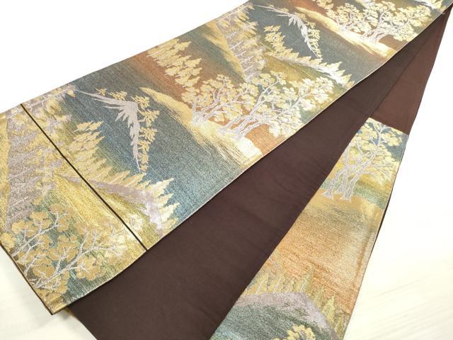 平和屋着物◎六通柄袋帯 遠山樹林文 金銀糸 正絹 逸品 DABE8199xg