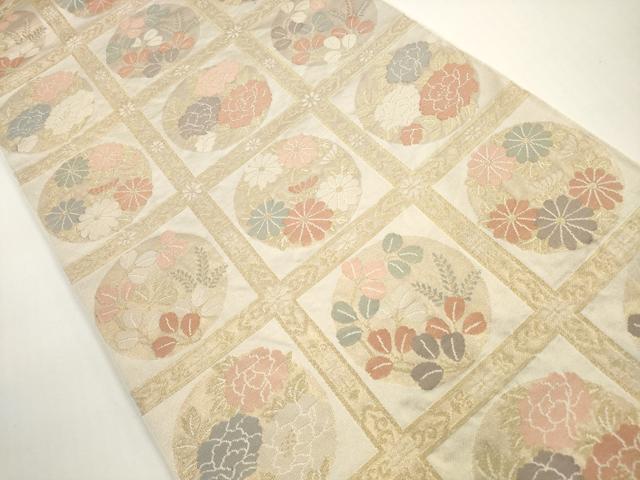 平和屋着物◎六通柄 本袋帯 天井花丸文 金糸 正絹 逸品 DABE8428xg