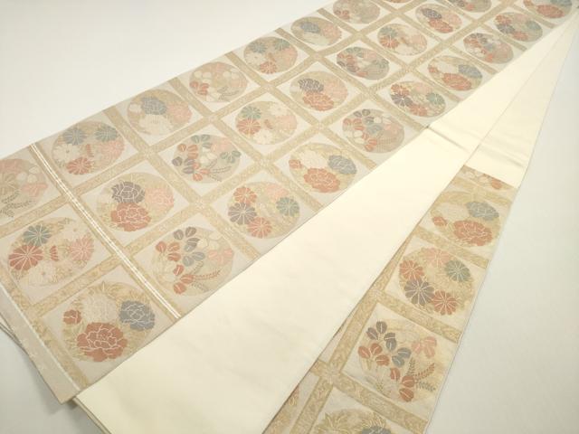 平和屋着物◎六通柄 本袋帯 天井花丸文 金糸 正絹 逸品 DABE8428xg
