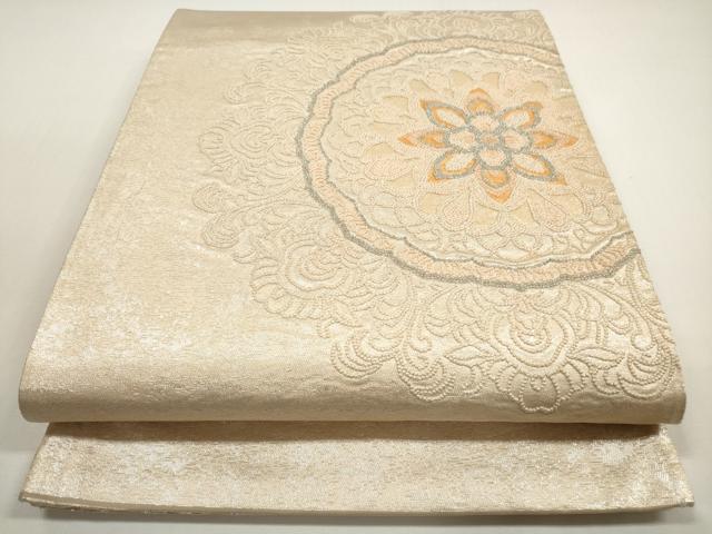 平和屋着物◎中国三大刺繍 相良刺繍 総刺繍 太鼓柄袋帯 正倉院花文 銀糸 正絹 逸品 DABE8494xg