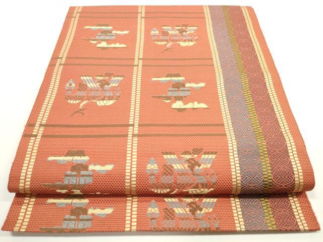 平和屋着物◎本場筑前博多織 八寸名古屋帯 幾何学文様 正絹 逸品 DABE8518xg
