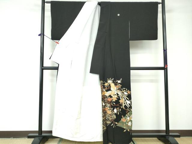 平和屋着物■豪華黒留袖 駒刺繍 エ霞花鳥文 金銀彩 正絹 逸品 DABE8551qa