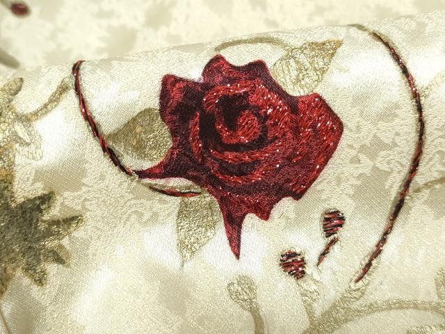 平和屋着物■訪問着 唐草薔薇文 バラ 金糸 金彩 正絹 逸品 DABE8624qa