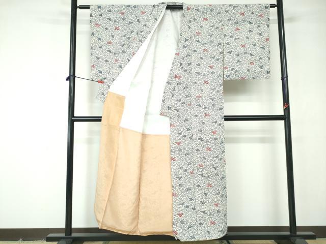 平和屋着物■上質な小紋 型染め 花蝶文 正絹 逸品 DABE8625qa