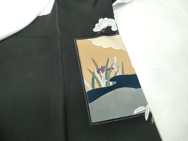 平和屋着物■豪華黒留袖 作家物 御枝松花文 鶴 杉戸絵欄間図 金彩 正絹 逸品 DABE8670qa