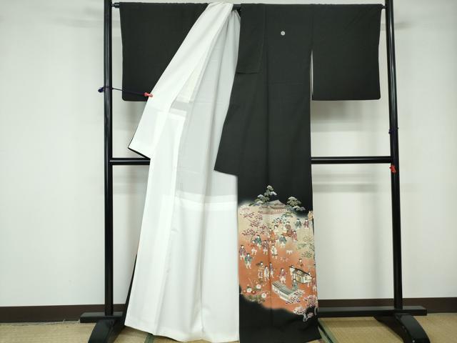 平和屋着物■豪華黒留袖 寿光織 作家物 人物風景文 暈し染め 金糸 正絹 逸品 DABE8695qa
