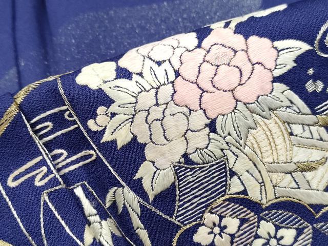 平和屋着物■訪問着 刺繍 流水地紙花文 暈し染め 金銀糸 正絹 逸品 DABE8907qa