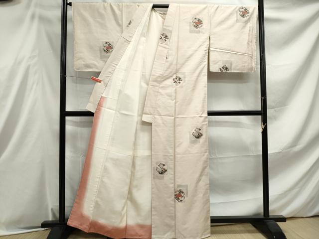 平和屋着物■上質な小紋 紬地 重ね色紙花文 正絹 逸品 DABE8996qa