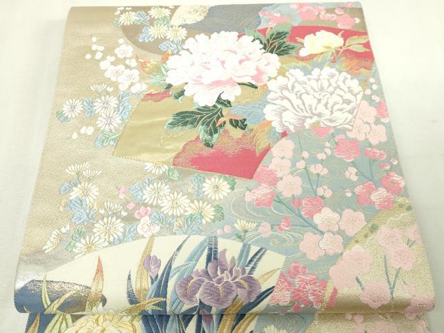 平和屋本店▼「美しいキモノ」お馴染みのメーカー となみ織物 六通柄袋帯 地紙草花文 純金箔 正絹 24k 逸品 DABE9130sf