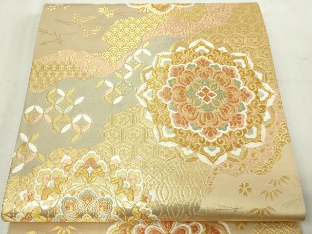 平和屋本店▼六通柄袋帯 唐織 正倉院花文 本金 正絹 24k 逸品 DABE9135sf