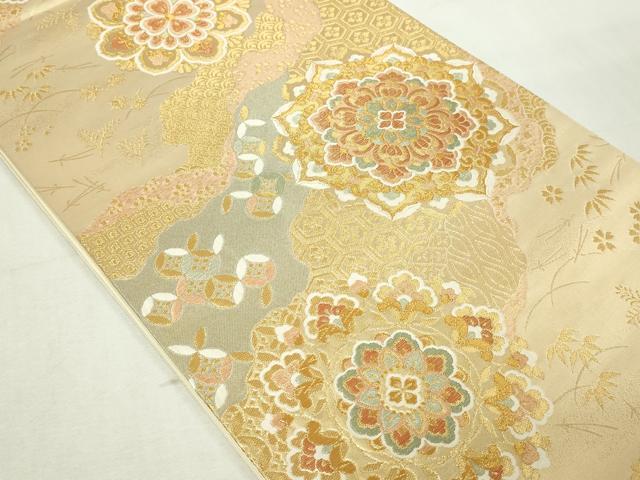平和屋本店▼六通柄袋帯 唐織 正倉院花文 本金 正絹 24k 逸品 DABE9135sf