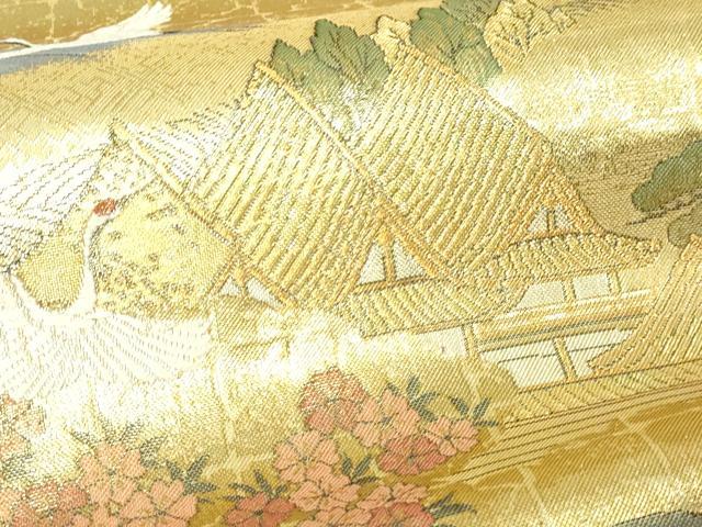 平和屋本店▼佐賀錦 全通全景柄袋帯 鹿苑寺金閣 本金箔總通柄 正絹 逸品 DABE9153sf