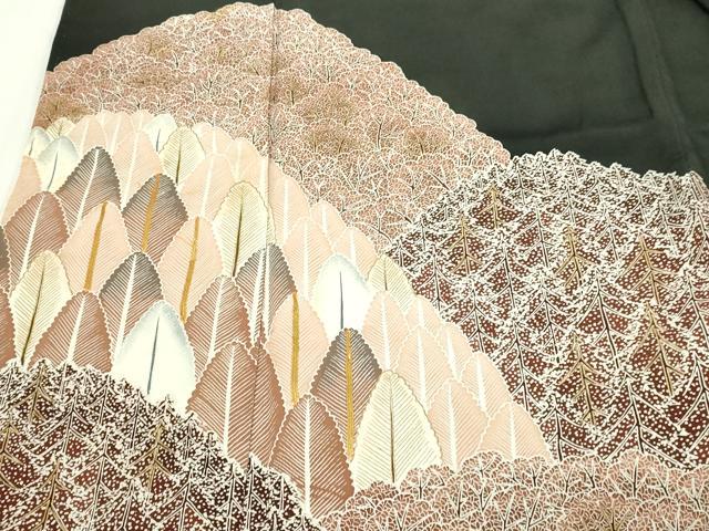 平和屋着物■豪華黒留袖 作家物 駒刺繍 樹林文 金彩 正絹 逸品 DABE9186sf