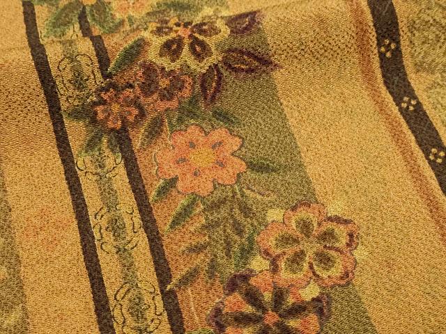 平和屋着物■上質な小紋 草花間道 正絹 逸品 DABE9208sf