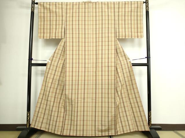 平和屋着物■上質な紬 格子 正絹 逸品 DABE9257sf