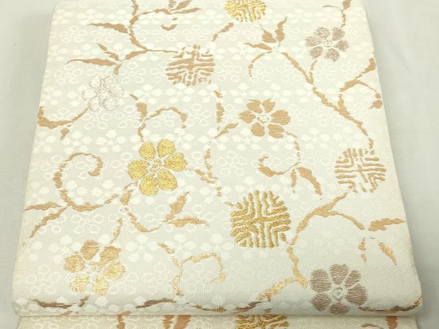 平和屋本店▼六通柄 本袋帯 笹づる 純金箔 正絹 逸品 DABE9338sf