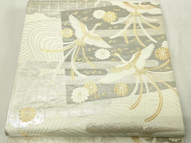 平和屋本店▼六通柄袋帯 鳳凰花文 24kプラチナ やまと誂製 正絹 逸品 DABE9417sf