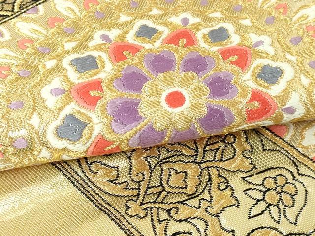 平和屋本店▼六通柄袋帯 唐織 正倉院花文 本金箔 正絹 逸品 DABE9424sf