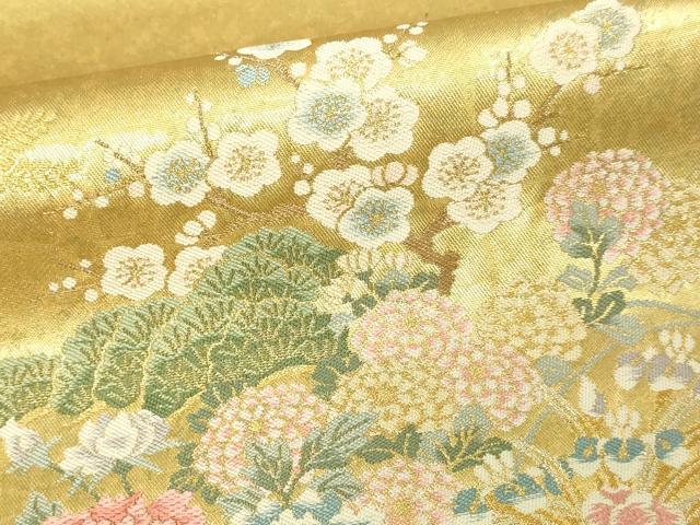 平和屋本店▼太鼓柄袋帯 唐織 花車 漆金引箔 正絹 逸品 DABE9442sf