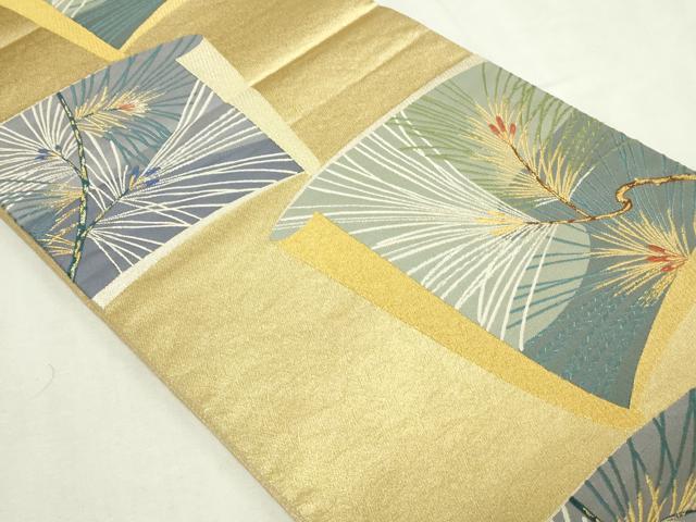 平和屋本店▼六通柄袋帯 松葉文 砂金織 正絹 逸品 DABE9443sf