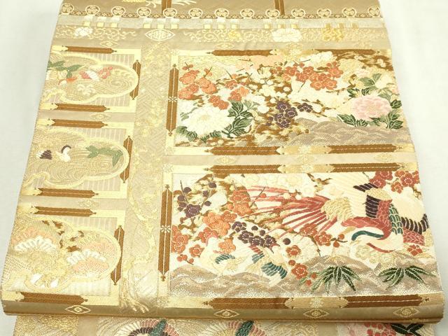 平和屋本店▼六通柄袋帯 唐織 窯永華飾文 本金箔 正絹 逸品 DABE9448sf