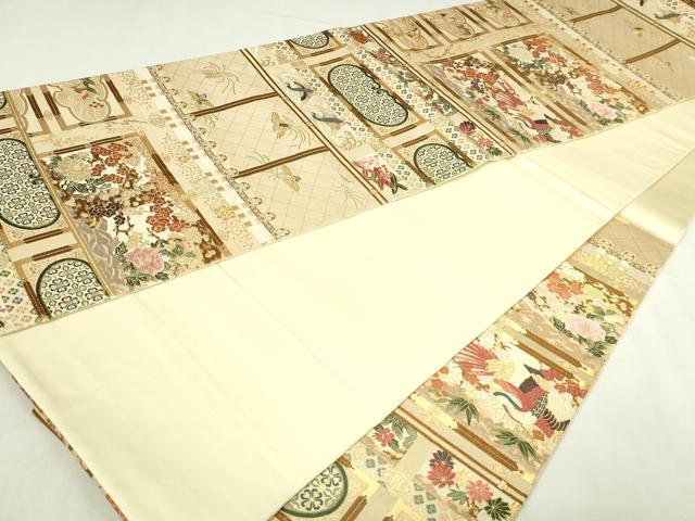 平和屋本店▼六通柄袋帯 唐織 窯永華飾文 本金箔 正絹 逸品 DABE9448sf