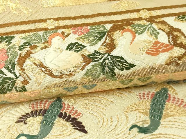 平和屋本店▼六通柄袋帯 唐織 窯永華飾文 本金箔 正絹 逸品 DABE9448sf