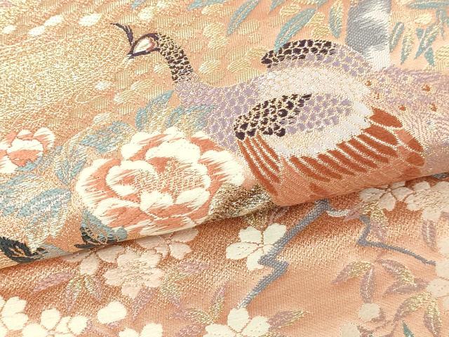 平和屋本店▼六通柄袋帯 唐織 有職瑞鳥文 純金箔九百錦 正絹 逸品 DABE9451sf