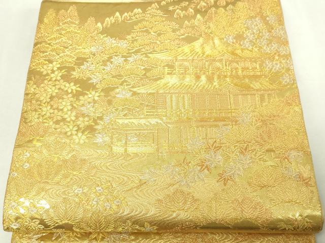 平和屋本店▼西陣 じゅらく謹製 六通柄袋帯 古都京勝錦繍絵巻 金閣箔 正絹 逸品 DABE9462sf