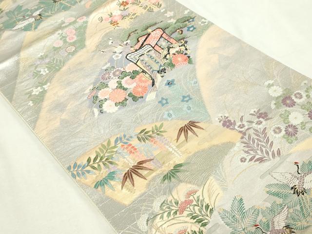 平和屋本店▼六通柄袋帯 唐織 京洛遊花文 九百錦 本金貮重箔 正絹 逸品 DABE9466sf
