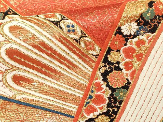 平和屋本店▼六通柄袋帯 唐織 吉祥花文 本金 二十箔 正絹 逸品 DABE9469sf
