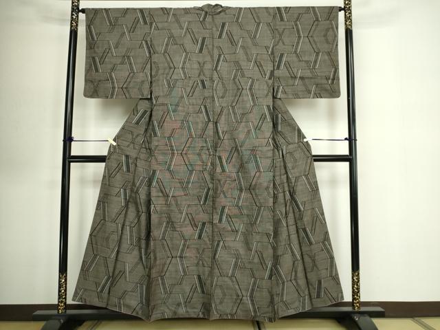 平和屋着物■本場大島紬 9マルキ 幾何学文 正絹 逸品 DABE9484sf